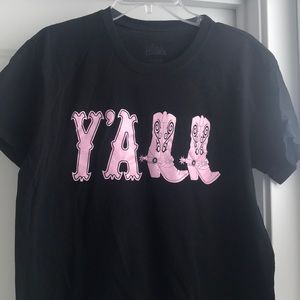 Black “Y’all” t-shirt with Country flare
